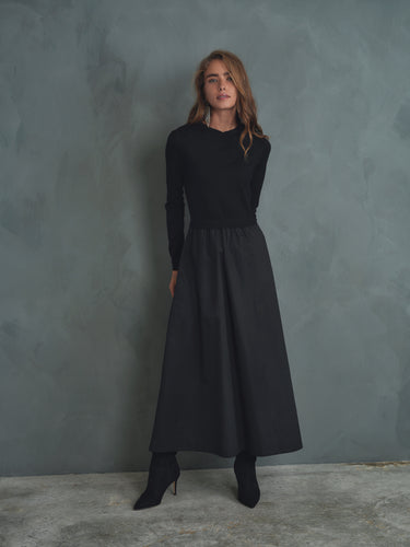 שמלה משולבת BLACK_BLACK