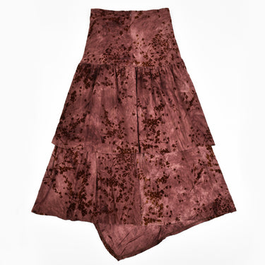 חצאית הדפס קטיפה BURGUNDY