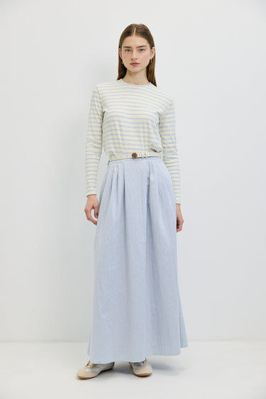 חצאית קפלים מתרחבת LIGHT DENIM