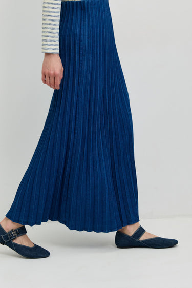 חצאית פליסה גינס DENIM - NAVY