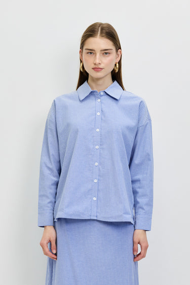 חולצת צווארון פסים מכופתר BLUE
