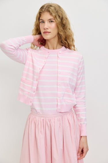 קרדיגן סריג ריב פסים PINK