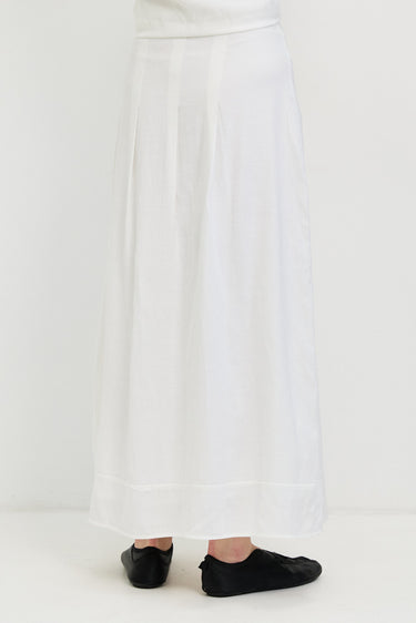 חצאית פשתן כפלים WHITE