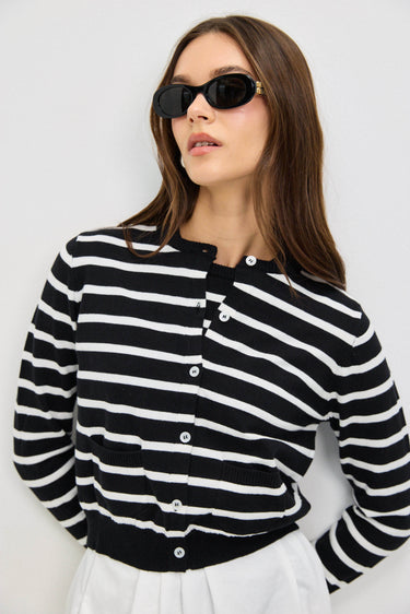 קרדיגן סריג ריב פסים BLACK