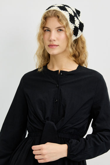 שמלה עם גומי וקשירה במותן BLACK