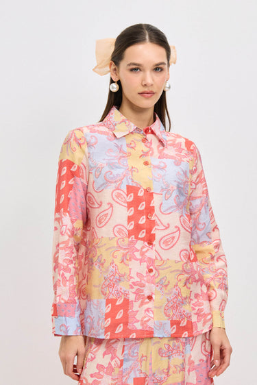 חולצה מכופתרת פייזלי PINK