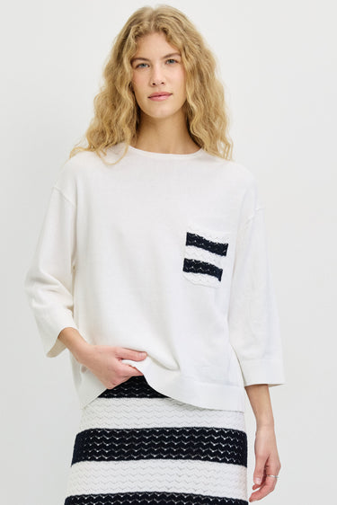 חולצת סריג עם כיס קרושה BLUE&WHITE