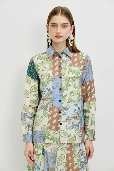 חולצה מכופתרת פייזלי LIGHT BLUE