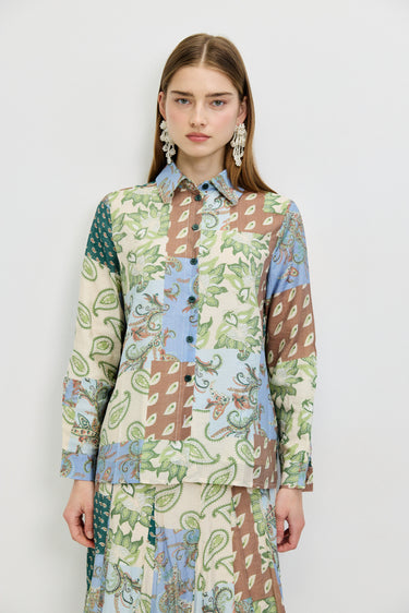 חולצה מכופתרת פייזלי LIGHT BLUE