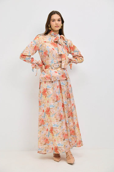 חצאית פרחונית אלגנטית ORANGE