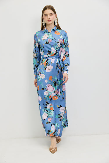 שמלת מעטפת פרינט BLUE