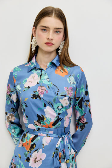 שמלת מעטפת פרינט BLUE