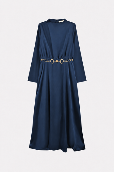 שמלת סאטן עם אבזם NAVY