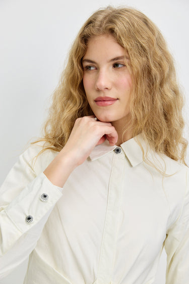 שמלת רקמה קשירה WHITE