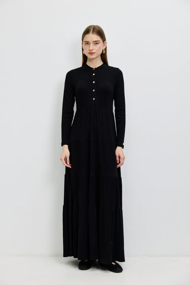שמלה שחורה ריבס קומות BLACK