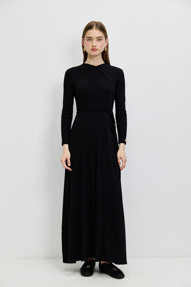 שמלה שחורה ריבס מעטפת BLACK