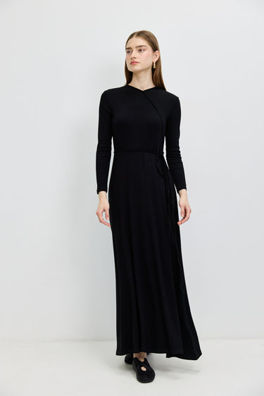 שמלה שחורה ריבס מעטפת BLACK