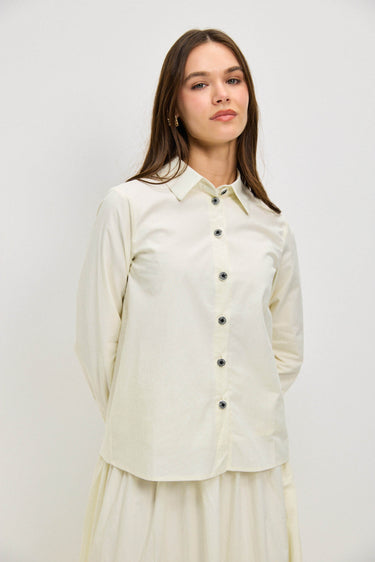 חולצת כפתורים עם רקמה WHITE