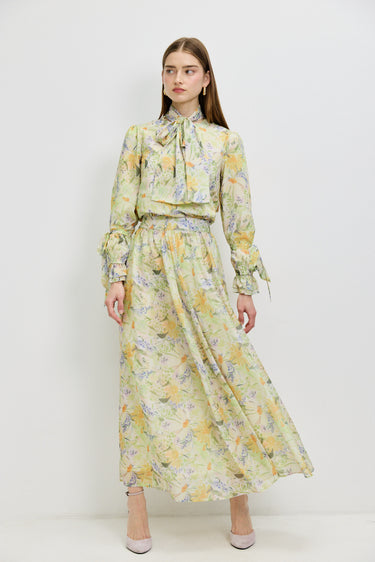 חצאית פרחונית אלגנטית YELLOW