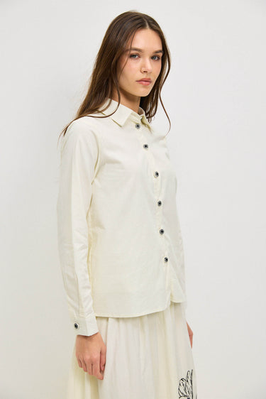 חולצת כפתורים עם רקמה WHITE