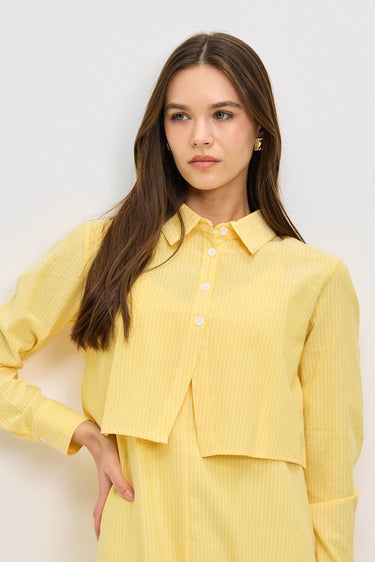 טופ קרופ פסים מכופתר YELLOW