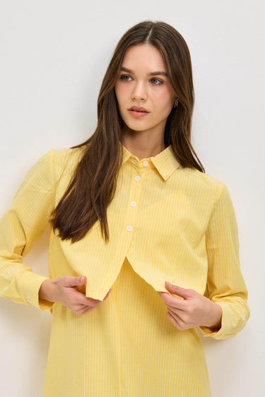 טופ קרופ פסים מכופתר YELLOW
