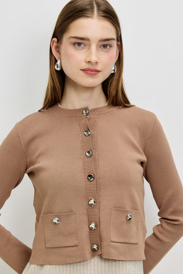 קרדיגן אלגנט עם כפתורים BROWN