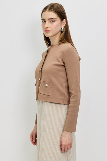 קרדיגן אלגנט עם כפתורים BROWN