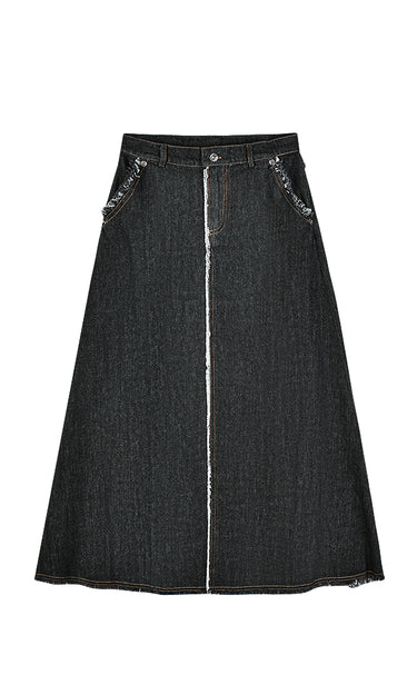 חצאית ג'ינס עם פרנזים