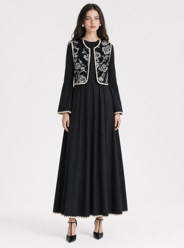 שמלה אלגנטית קצוות רקומות BLACK