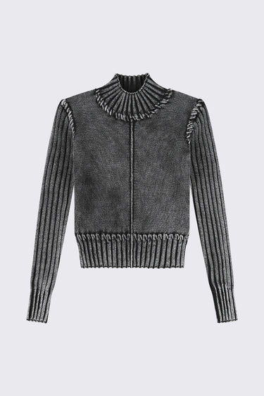 חולצת סריג גולף ווש BLACK