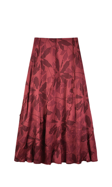 חצאית גלים מודפסת BURGUNDY