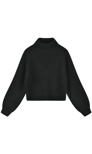 גולף סריג עם שרוול נפוח BLACK
