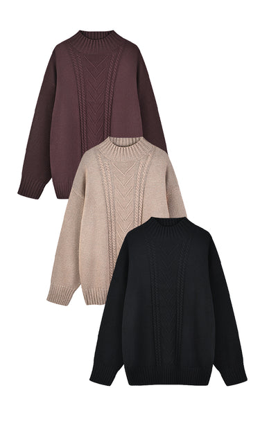 סריג אוברסייז צמה BLACK