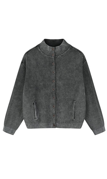 גקט סריג וופל וואש BLACK