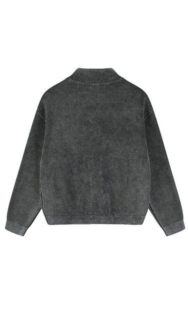 גקט סריג וופל וואש BLACK