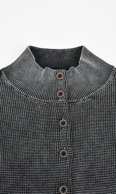 גקט סריג וופל וואש BLACK