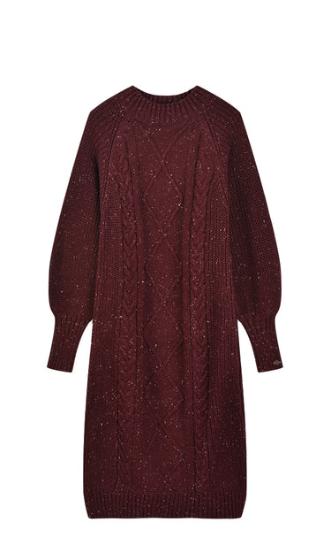 שמלת סריג פצפצים BURGUNDY