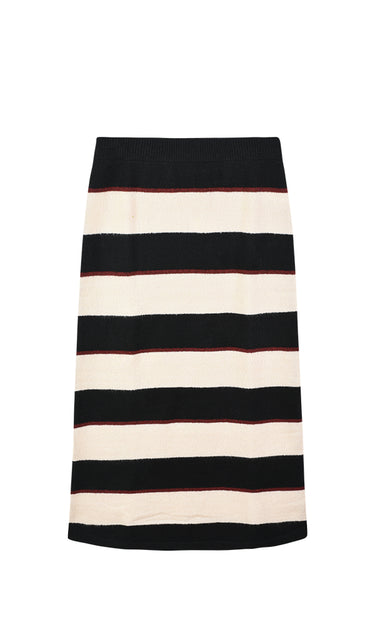 חצאית סריג פסים BURGUNDY