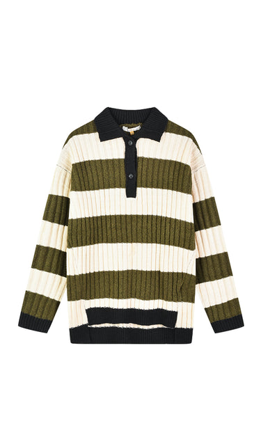 סריג פולו פסים OLIVE