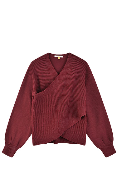 טופ קריסקרוס סריג BURGUNDY