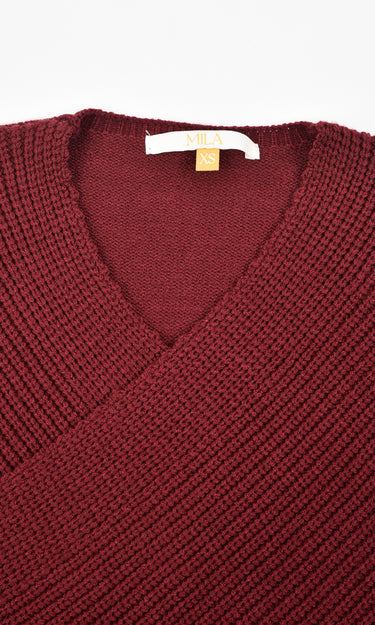 טופ קריסקרוס סריג BURGUNDY