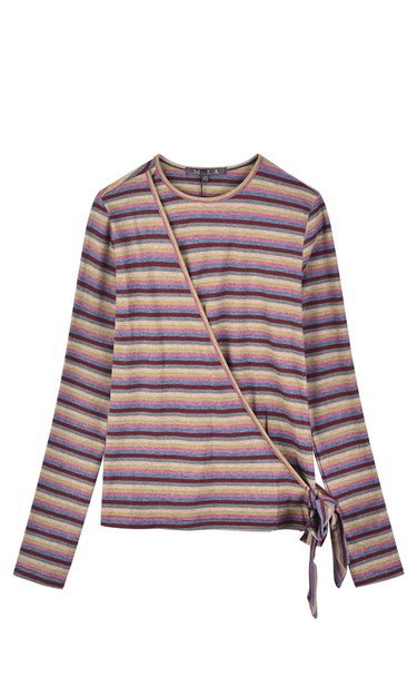 חולצת בייסיק דמוי מעטפת BURGUNDY