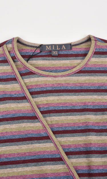 חולצת בייסיק דמוי מעטפת BURGUNDY