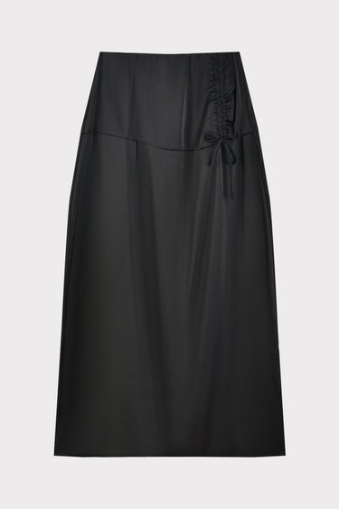 חצאית סאטן עם כיווץ BLACK