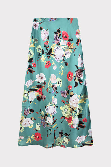 חצאית סאטן עם פרינט GREEN