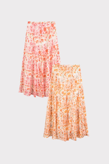 חצאית הדפס פרחים ORANGE