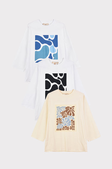 חולצת אוברסייז עם פרינט PRINT BLACK