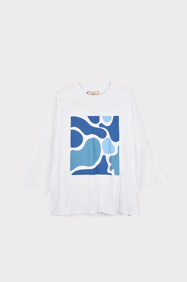 חולצת אוברסייז עם פרינט PRINT BLUE