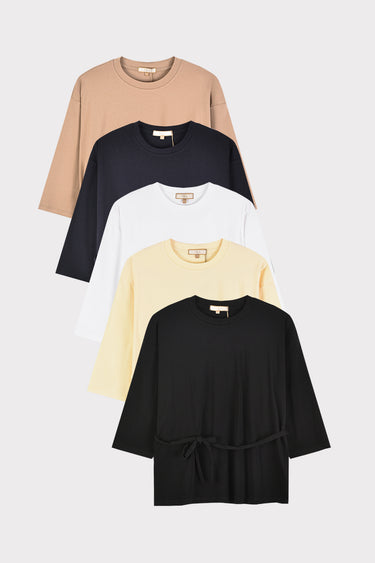 חולצת אוברסייז עם חגורה BLACK
